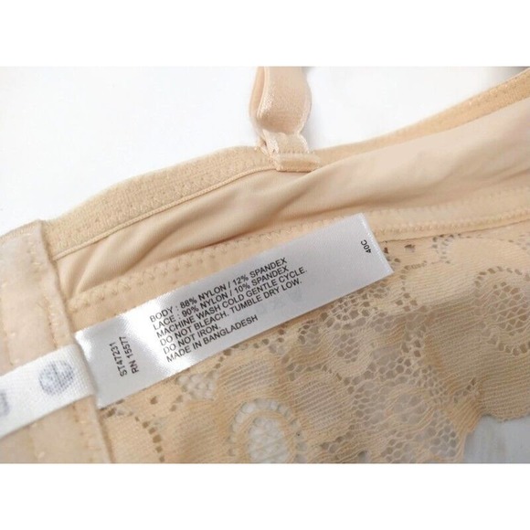 Blake & Co. WM 40C Bra Beige Back Eye Hook Closure Lace Bottom Adjustable Strap - Picture 4 of 5